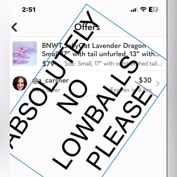 BNWT JellyCat Lavender Dragon Small 17” with tail unfurled, 13” with tail furled - Picture 13 of 15